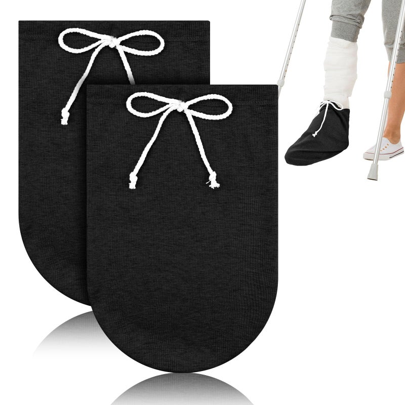 OXDFK 2 PCS Cast Sock Cover for Foot, Cast Cover for Foot, Leg Cast Cover, Adjustable Drawstring Foots Casts Cover for Men and Women (Black) - Image 1